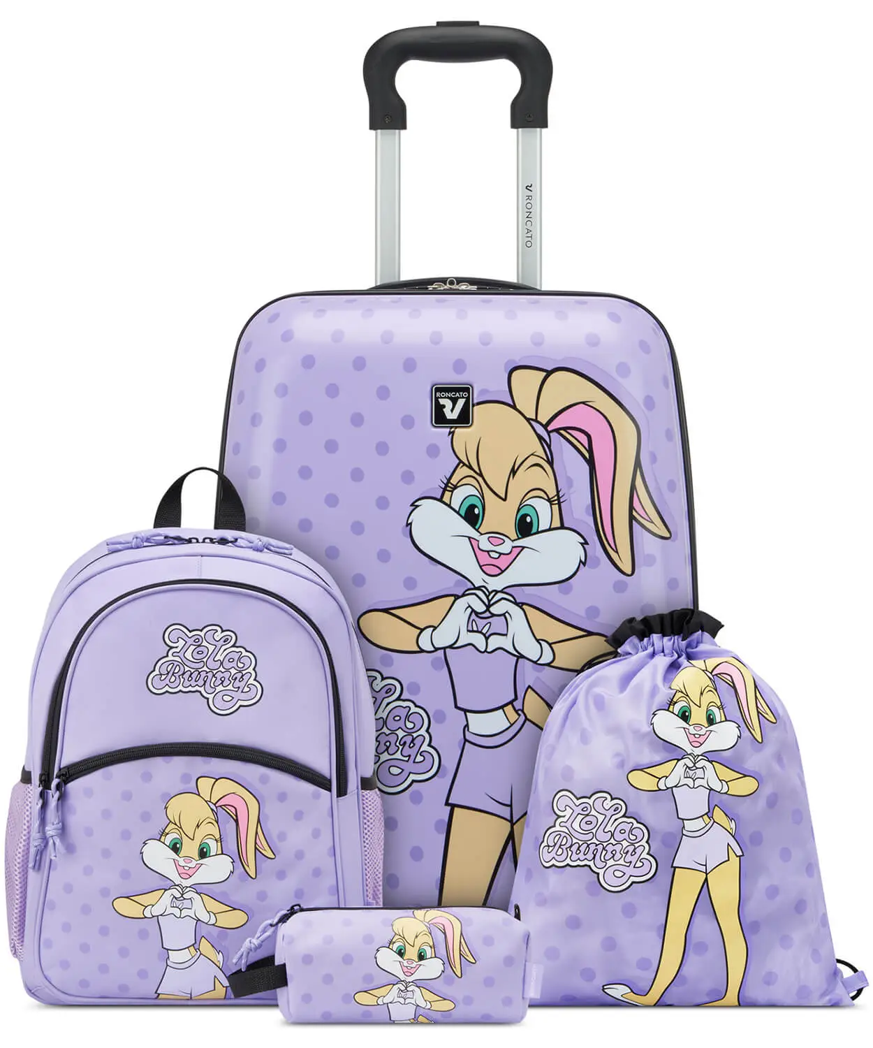 Детский набор чемодан, рюкзак, мешок и пенал Roncato 441010 Looney Tunes Kids Junior Trolley 50 см