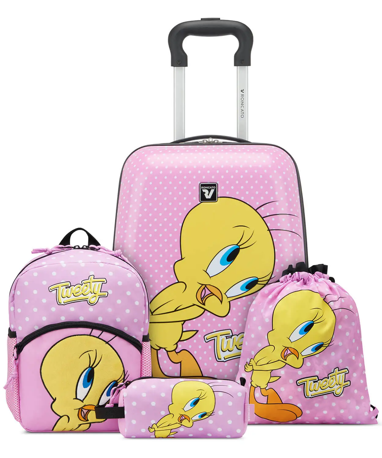 Детский набор чемодан, рюкзак, мешок и пенал Roncato 441011 Looney Tunes Kids Baby Trolley 46 см