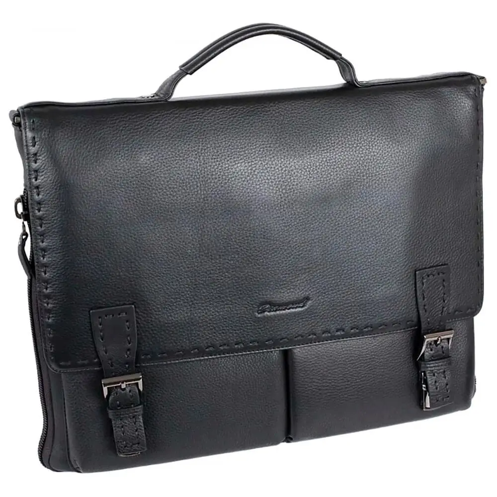 Кожаный мягкий портфель Diamond 3193-01 с отделением для ноутбука 14″ Expandable